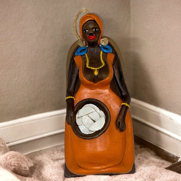 African Woman Pottery Wall Hanging Eclectic Decor Collectible - Picture 1 of 6